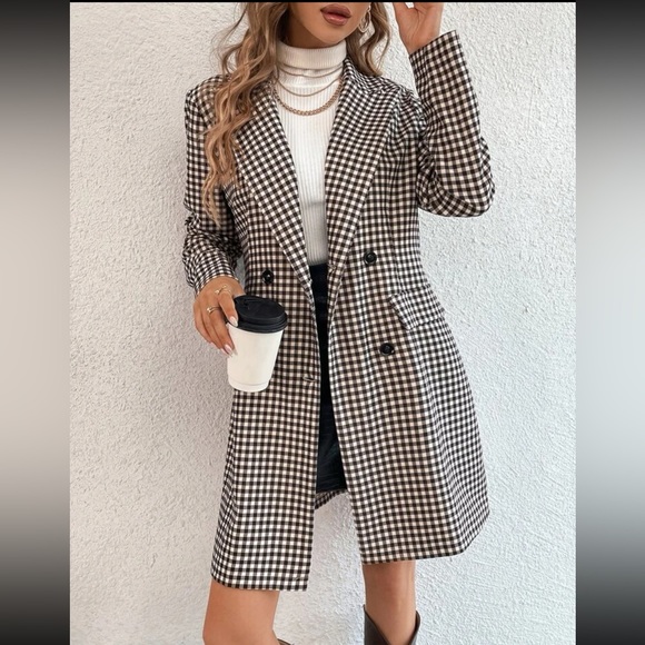 Classic plaid button down blazer jacket - Picture 4 of 7